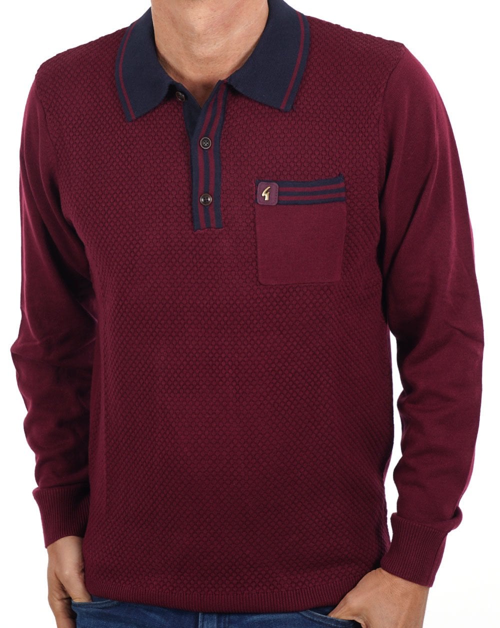 Gabicci Vintage Cruise Long Sleeve Knit Burgundy