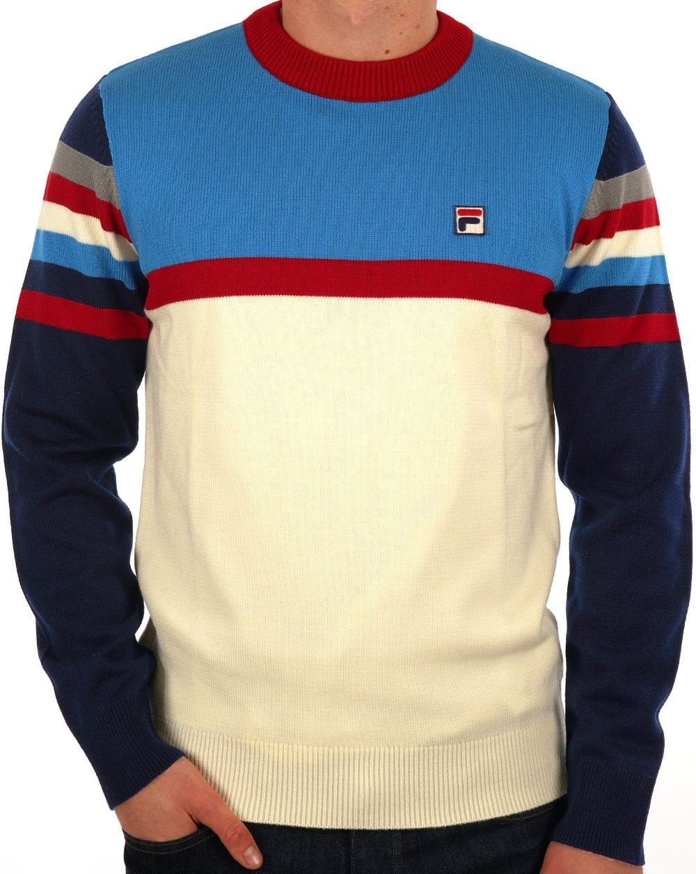 Fila Vintage Lorenzo Crew Knit Gardenia/Multi