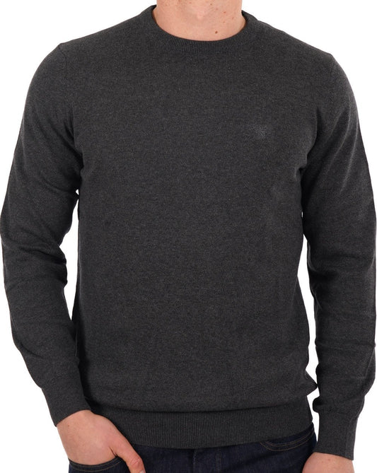 Barbour Pima Cotton Crew Neck Jumper Charcoal