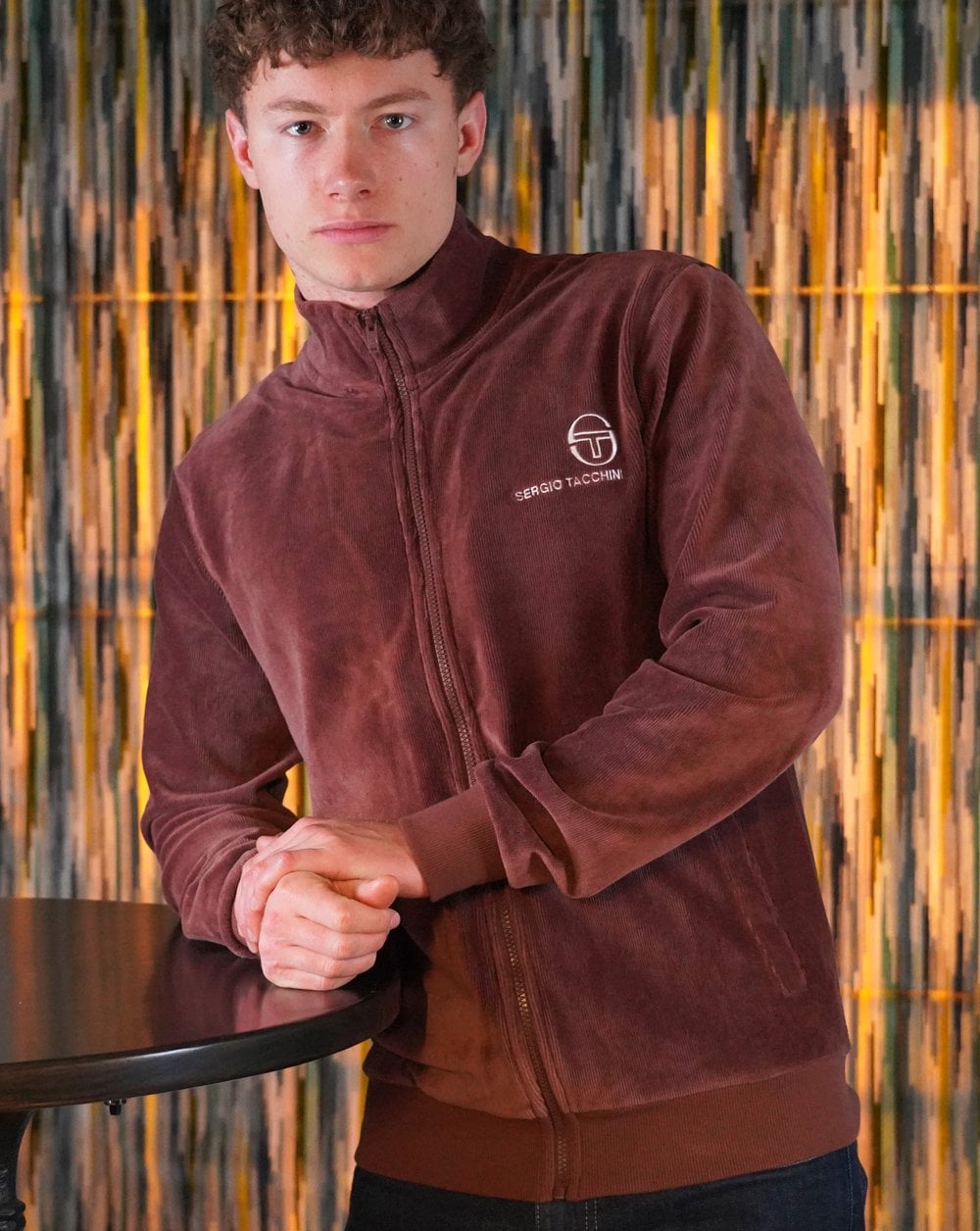 Sergio Tacchini Velour Track Top Brown
