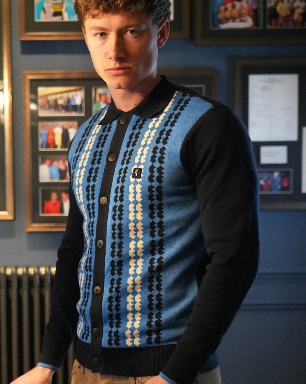 Gabicci Vintage Nicholson Long Sleeve Polo Navy