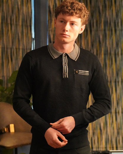 Gabicci Vintage Cruise Long Sleeve Knit Black