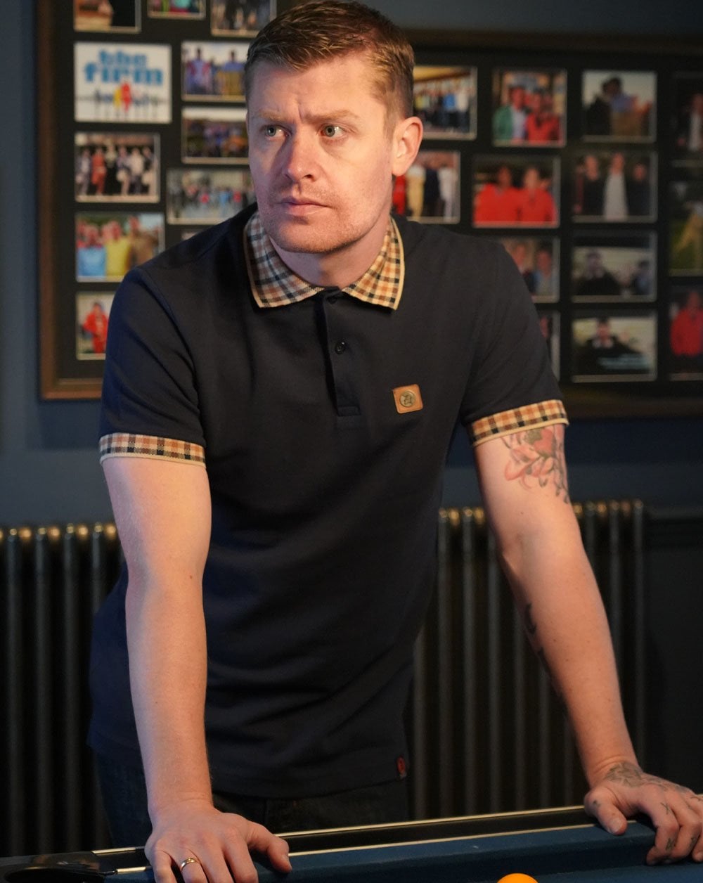 Trojan Gingham Detail Polo Navy
