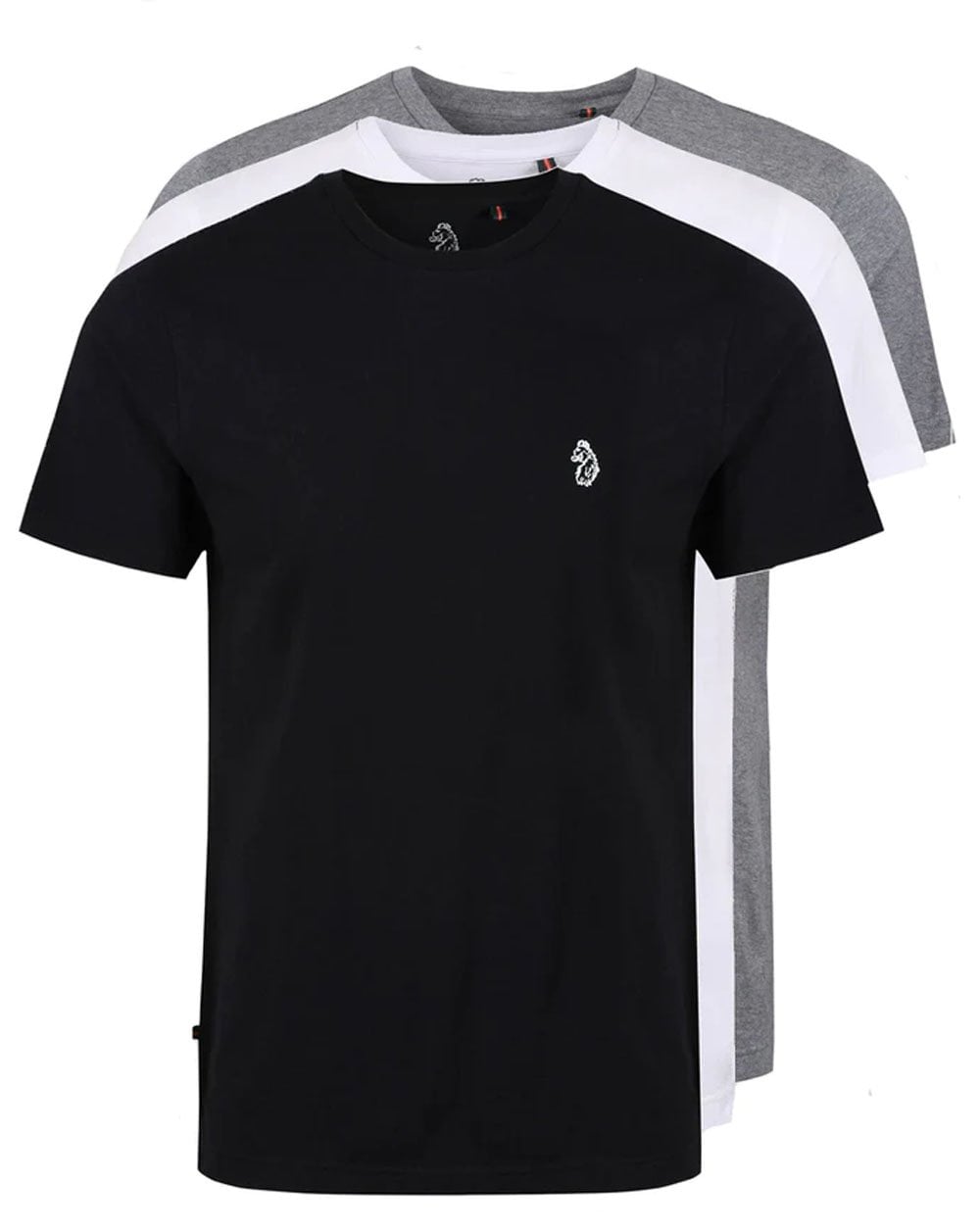 Luke 3 Pack T Shirts Black/Grey/White