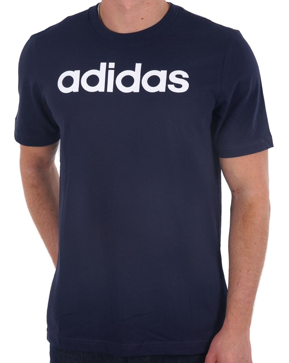 Adidas Linear Logo T Shirt Navy/White