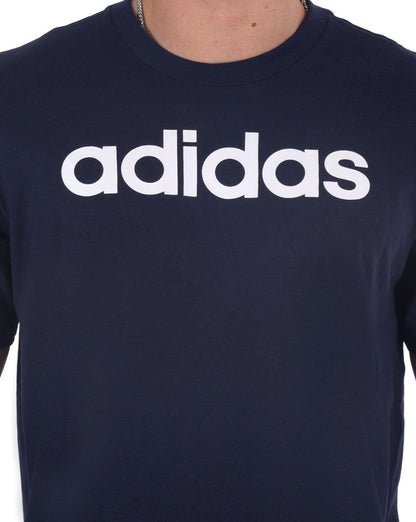 Adidas Linear Logo T Shirt Navy/White