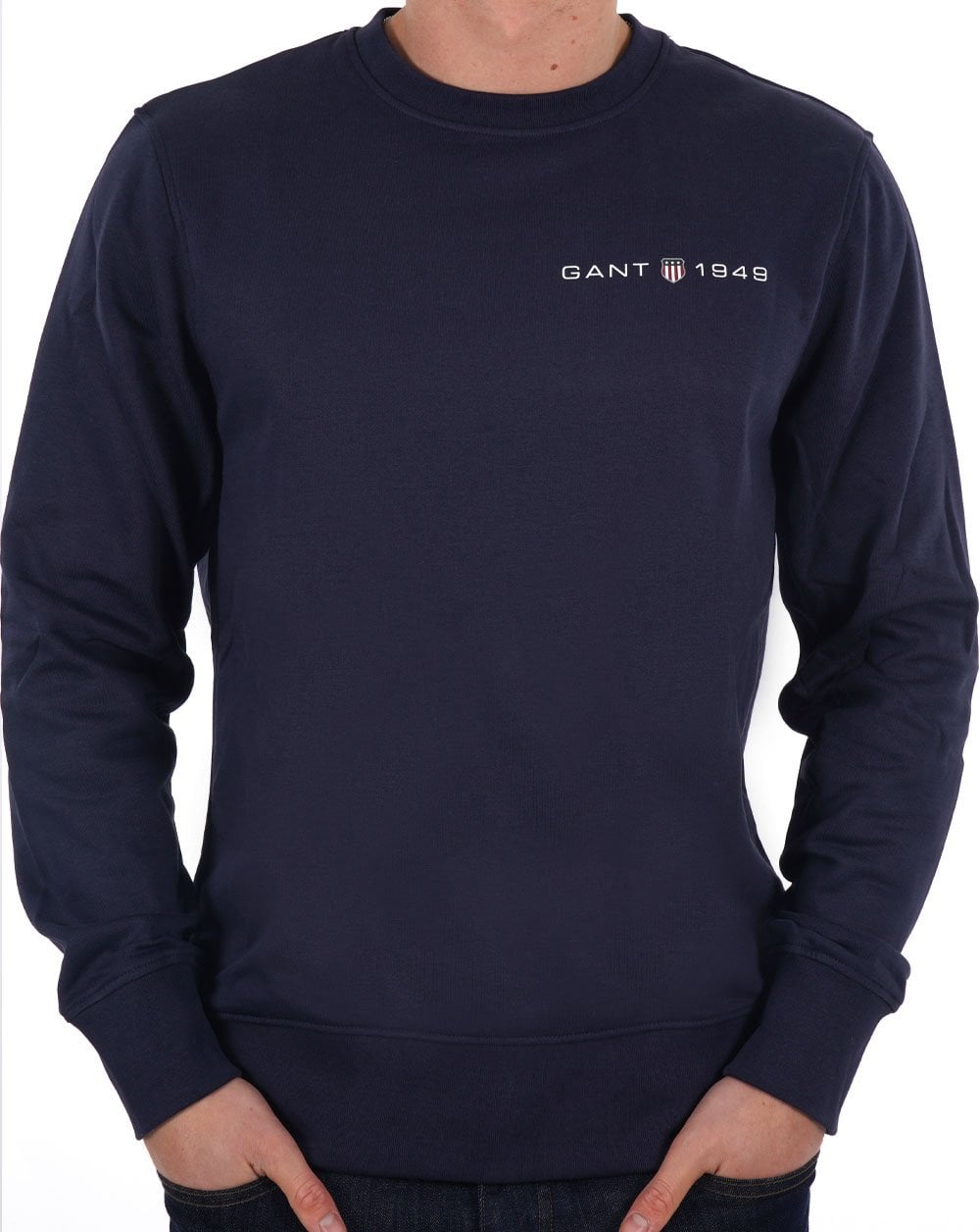 Gant Printed Graphic Crew Neck Sweatshirt Navy Blue