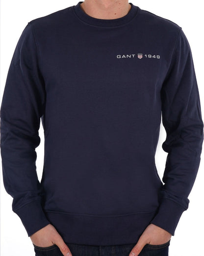 Gant Printed Graphic Crew Neck Sweatshirt Navy Blue