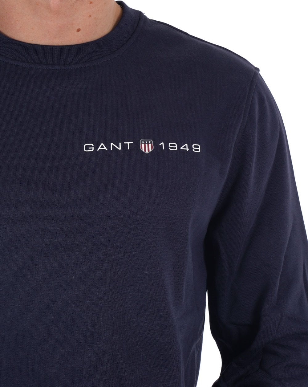 Gant Printed Graphic Crew Neck Sweatshirt Navy Blue