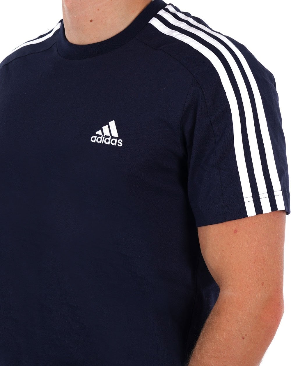 Adidas 3 Stripes Sports T-Shirt Navy/White
