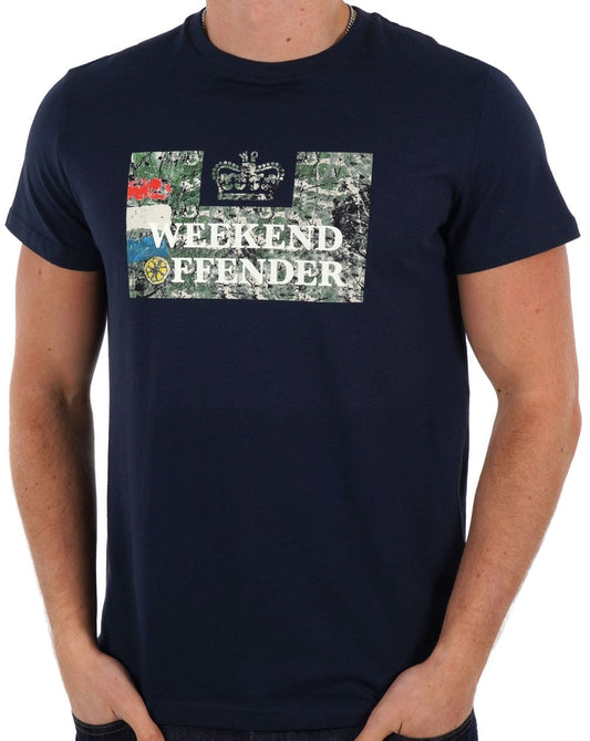 Weekend Offender Roses T-shirt Navy