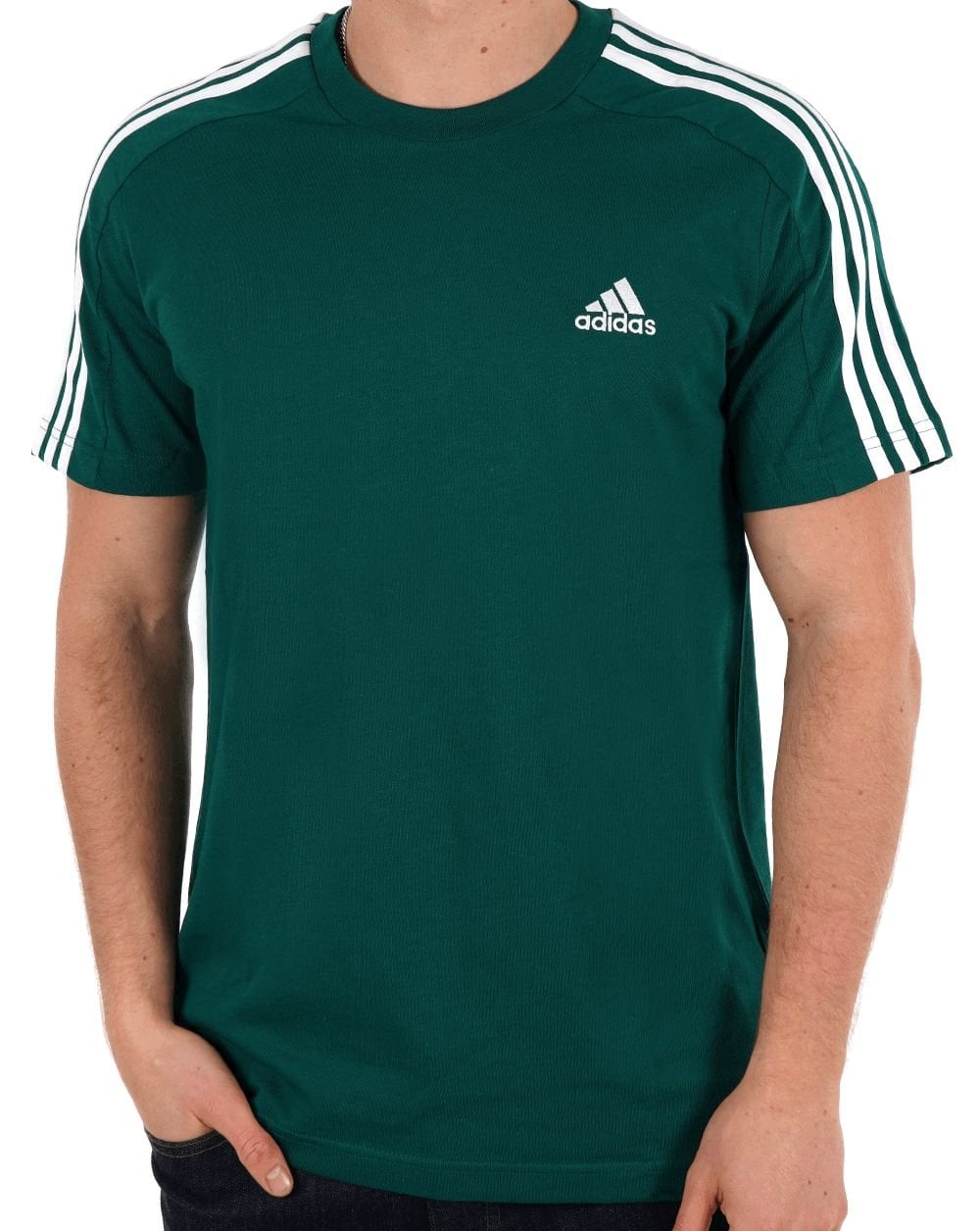 Adidas 3 Stripes Sports Tee Collegiate Green/White