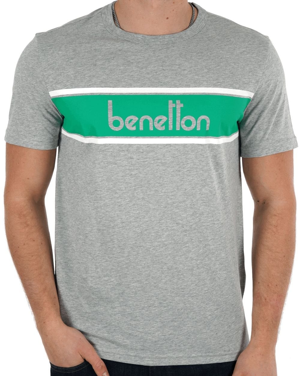 Benetton Panel T-shirt Grey/Green