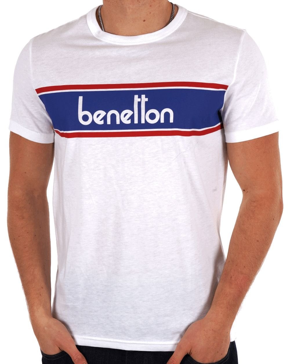 Benetton Panel T-shirt White/Blue