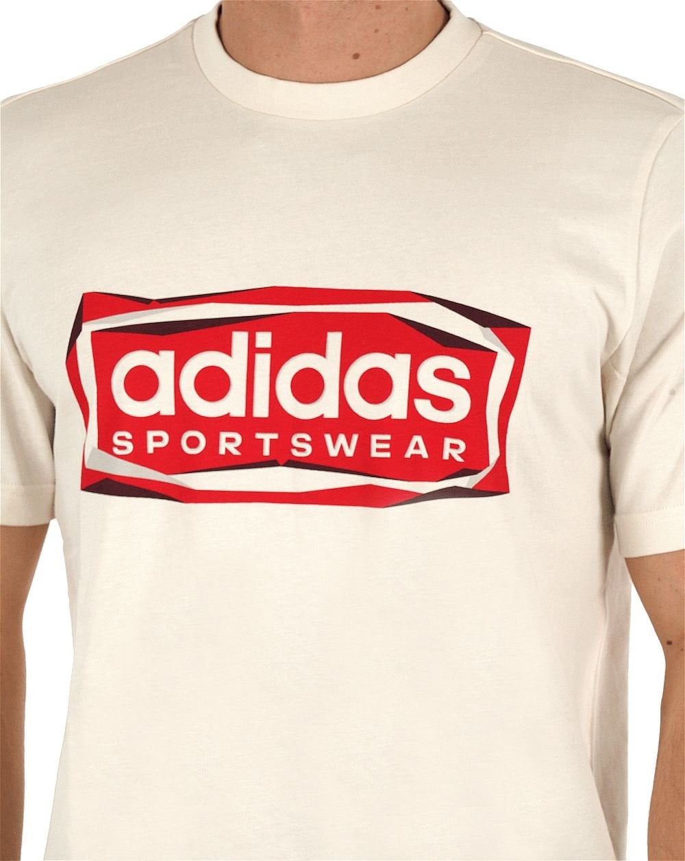 Adidas Sportswear Logo T-Shirt Off White/Red