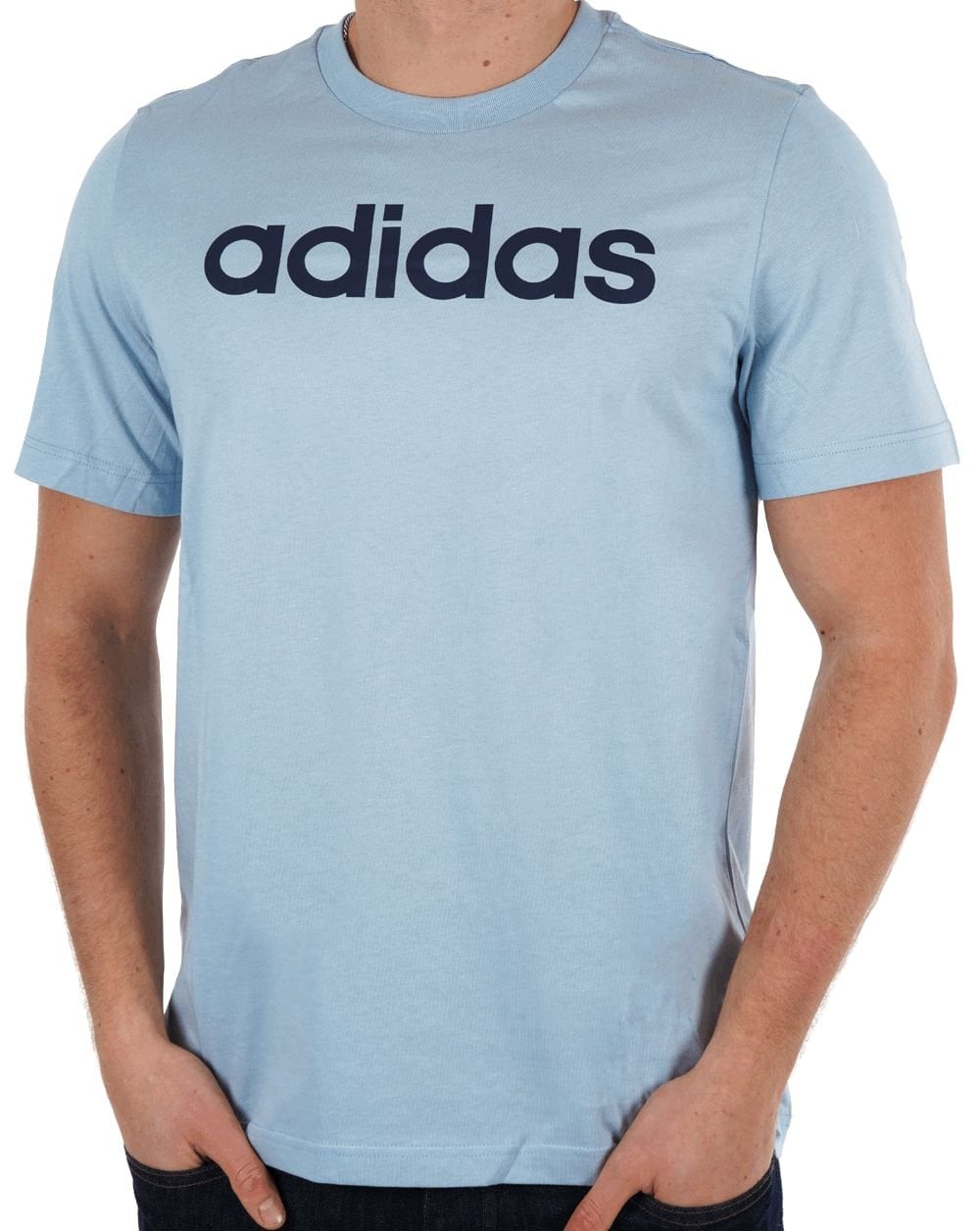 Adidas Linear Logo T Shirt Sky Blue