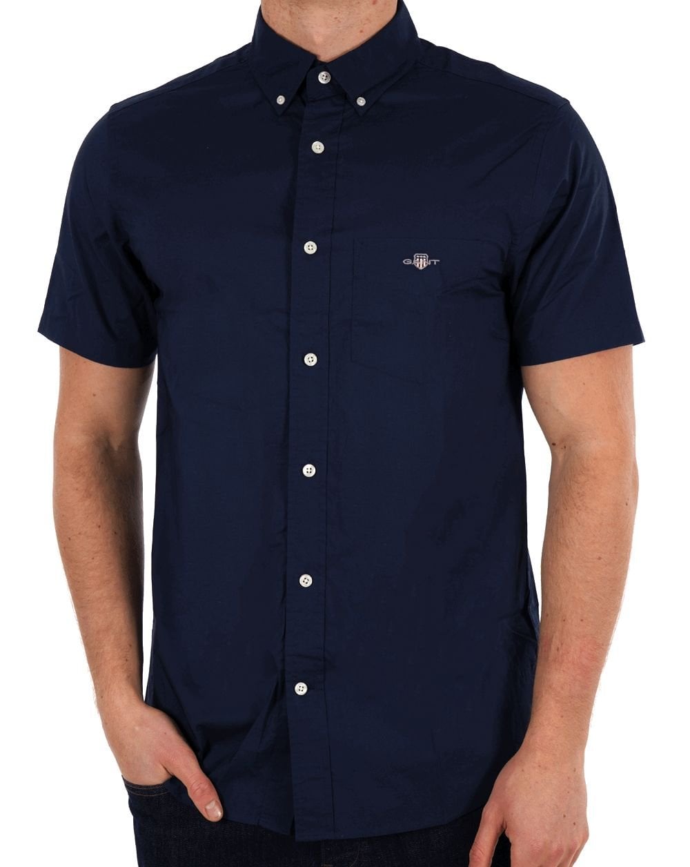 Gant Poplin Short Sleeve Shirt Navy