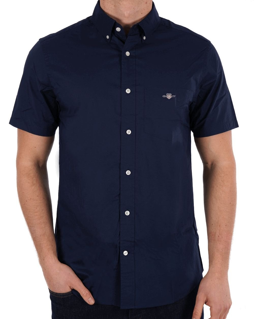 Gant Poplin Short Sleeve Shirt Navy