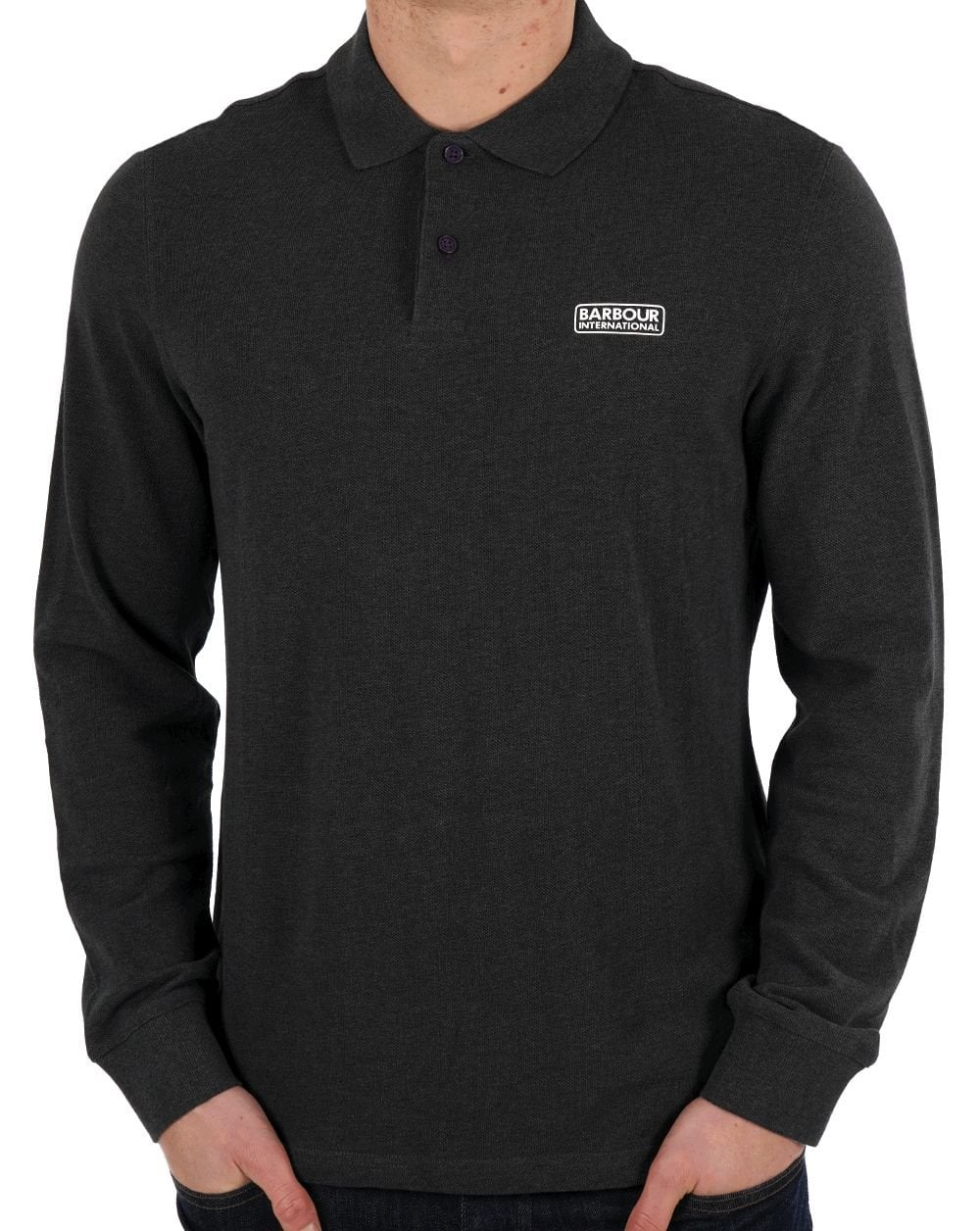 Barbour International Long Sleeve Polo Asphalt Marl
