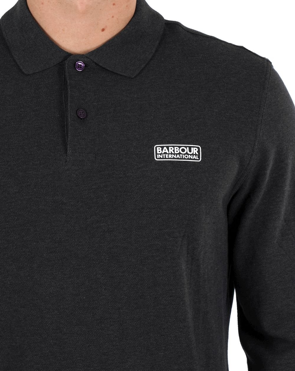 Barbour International Long Sleeve Polo Asphalt Marl