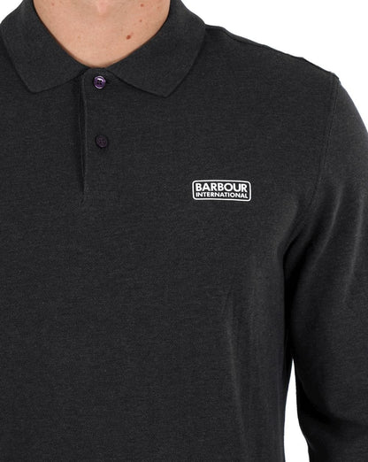 Barbour International Long Sleeve Polo Asphalt Marl