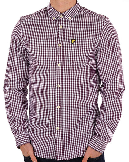Lyle And Scott Gingham Check Shirt Burgundy/white