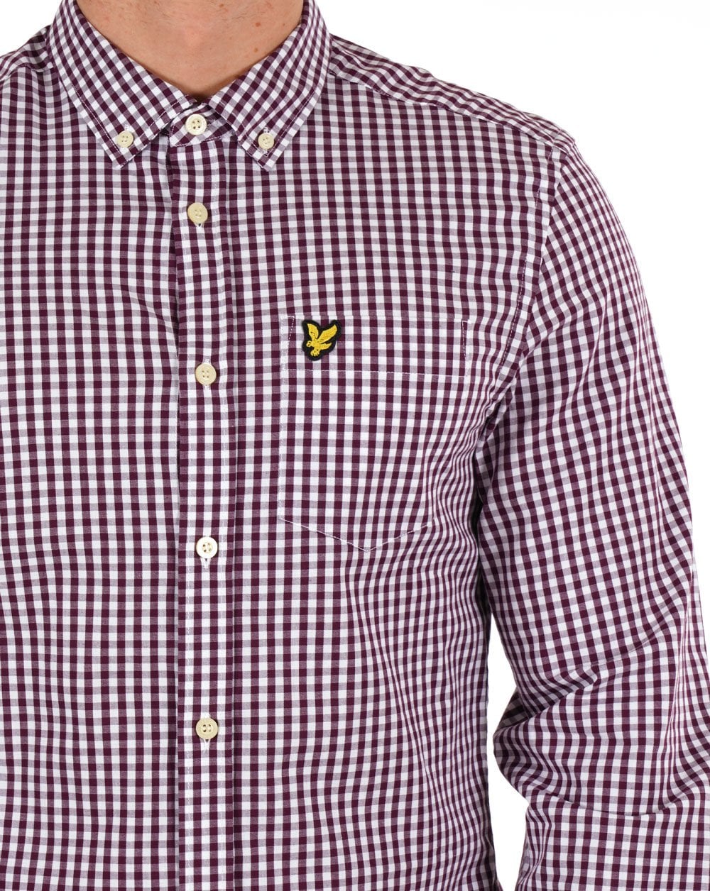 Lyle And Scott Gingham Check Shirt Burgundy/white
