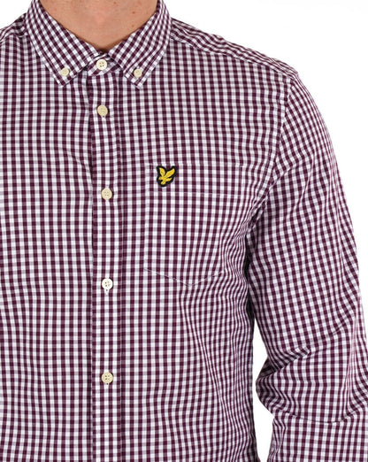 Lyle And Scott Gingham Check Shirt Burgundy/white