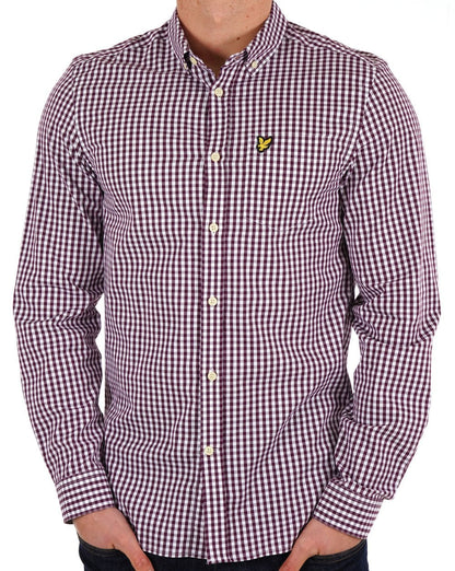 Lyle And Scott Gingham Check Shirt Burgundy/white