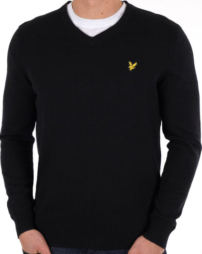 Lyle & Scott Cotton Merino V Neck Jumper Black