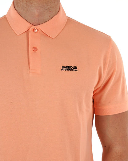 Barbour International Tourer Pique Polo Peach Nectar