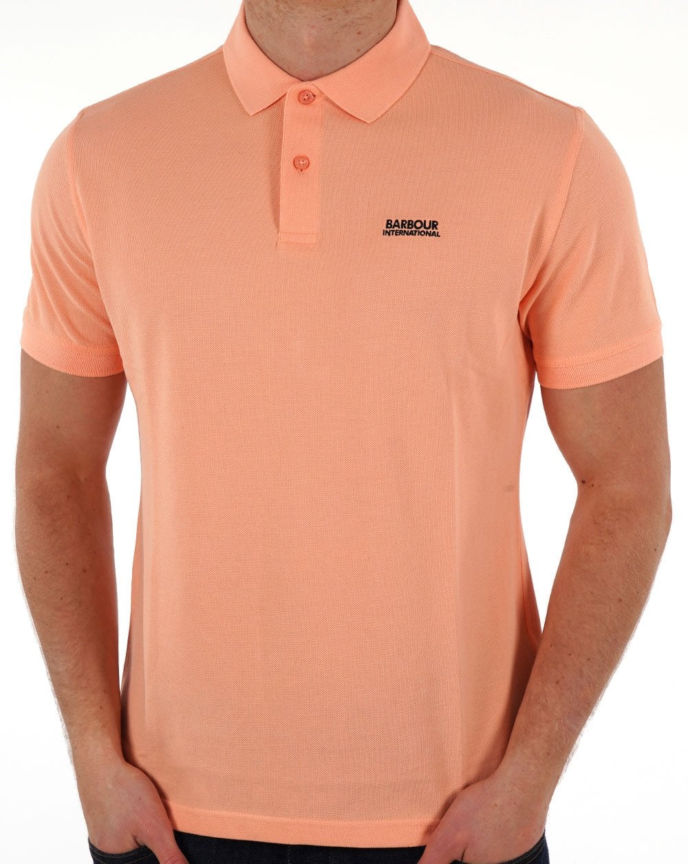 Barbour International Tourer Pique Polo Peach Nectar