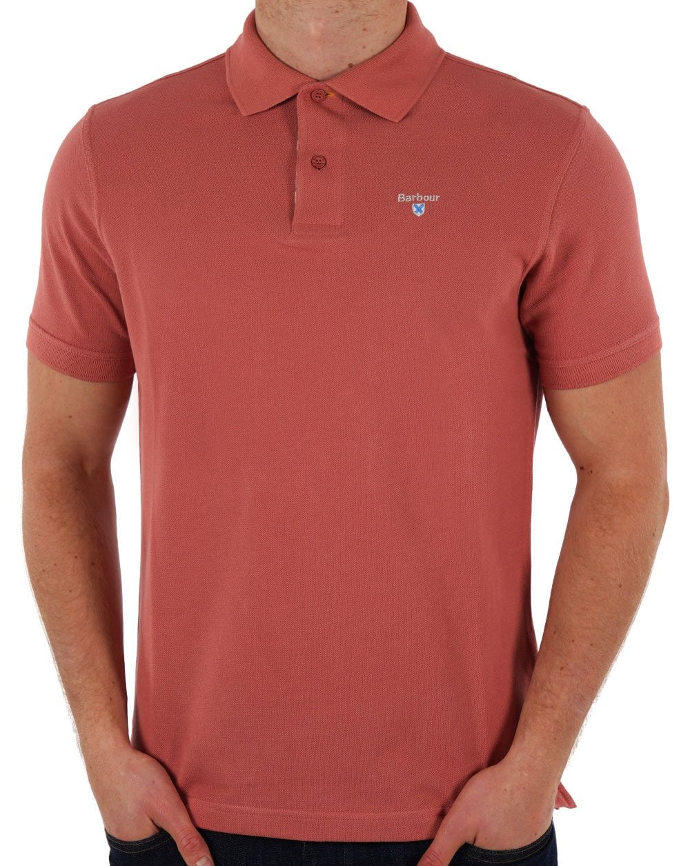 Barbour Tartan Pique Polo Shirt Pink Clay