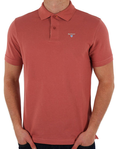 Barbour Tartan Pique Polo Shirt Pink Clay