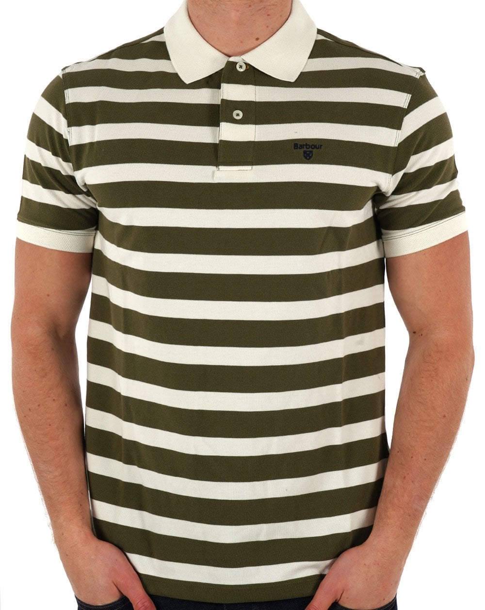 Barbour Stripe Sports Polo Pale Sage