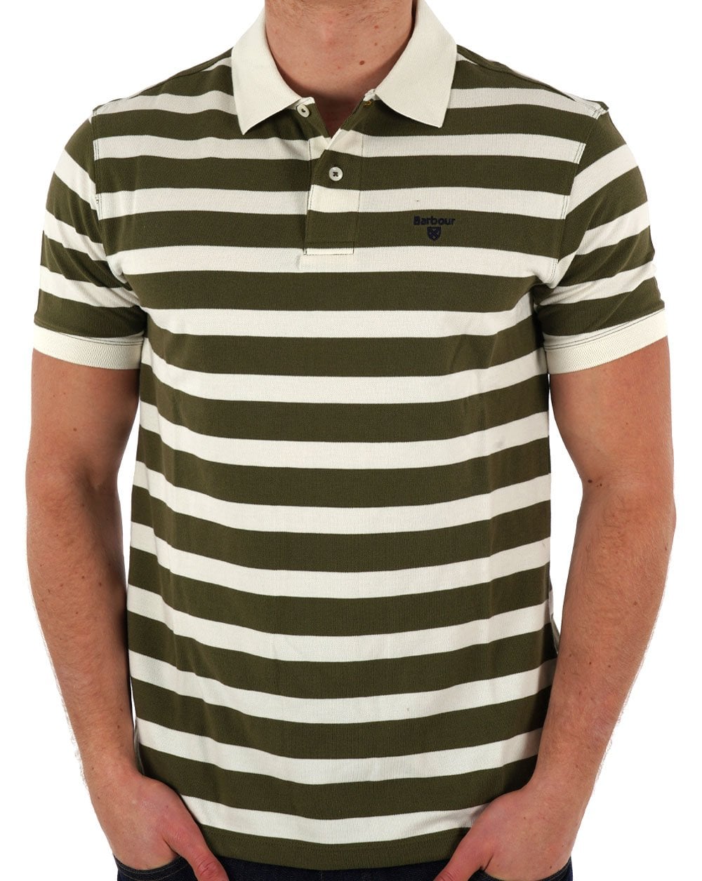 Barbour Stripe Sports Polo Pale Sage