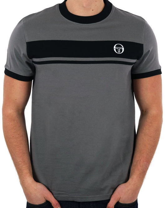 Sergio Tacchini Masters T Shirt Charcoal Grey/Black