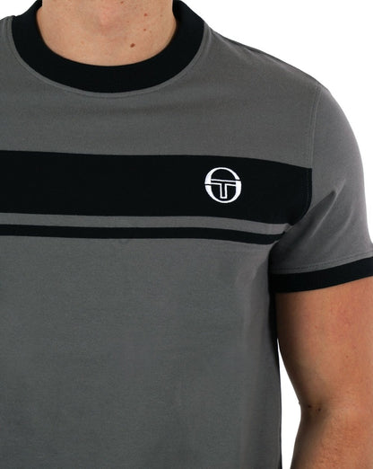 Sergio Tacchini Masters T Shirt Charcoal Grey/Black