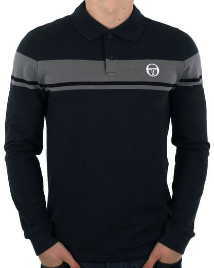Sergio Tacchini Young Line LS Polo Shirt Black/Charcoal
