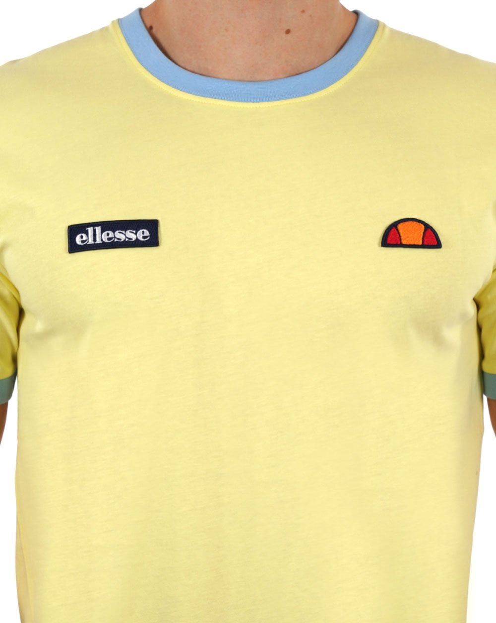 Ellesse Ringer T Shirt Lemon/sky