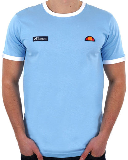 Ellesse Ringer T Shirt Sky Blue/White