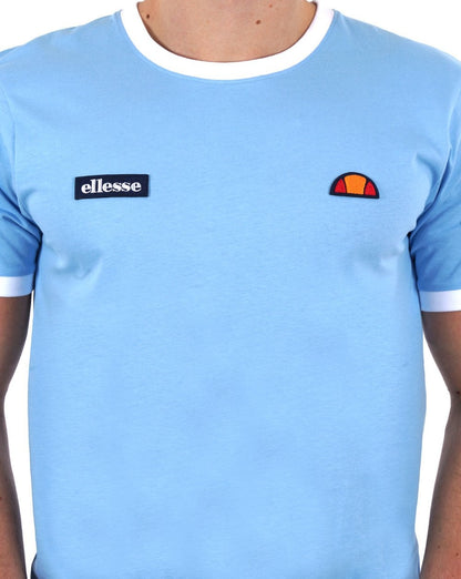 Ellesse Ringer T Shirt Sky Blue/White