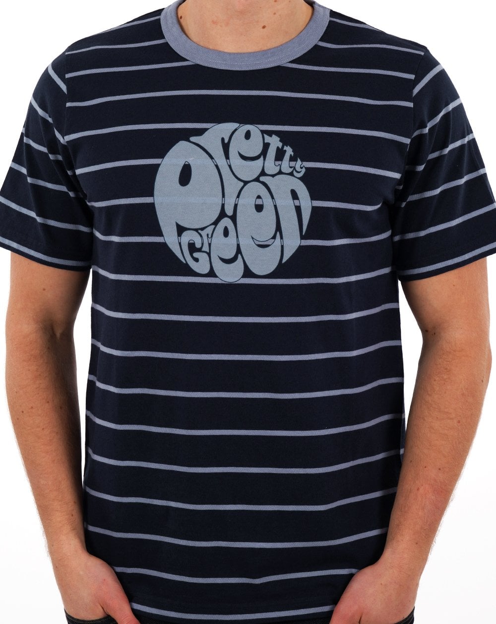 Pretty Green Capella Stripe Logo T-shirt Navy