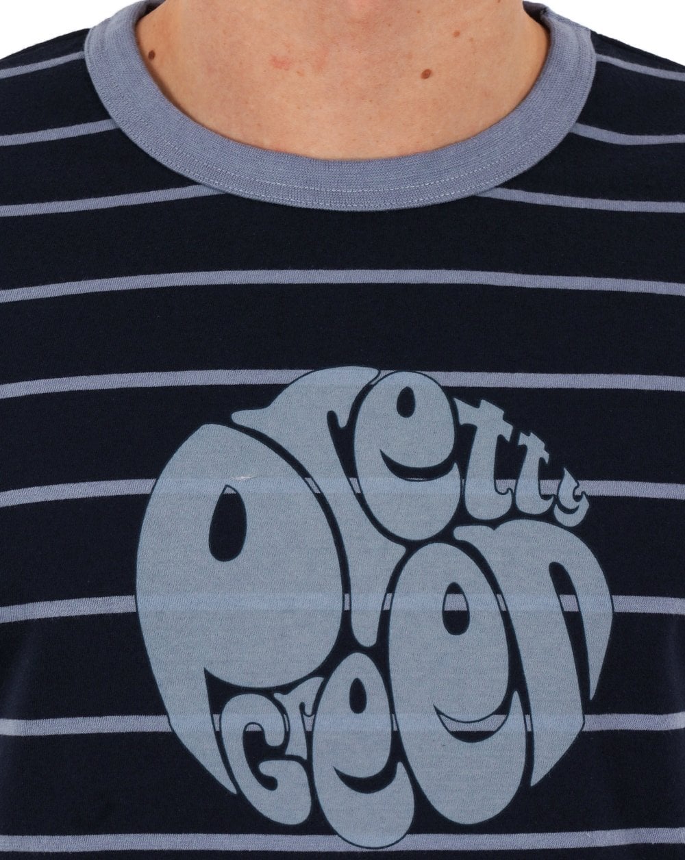 Pretty Green Capella Stripe Logo T-shirt Navy