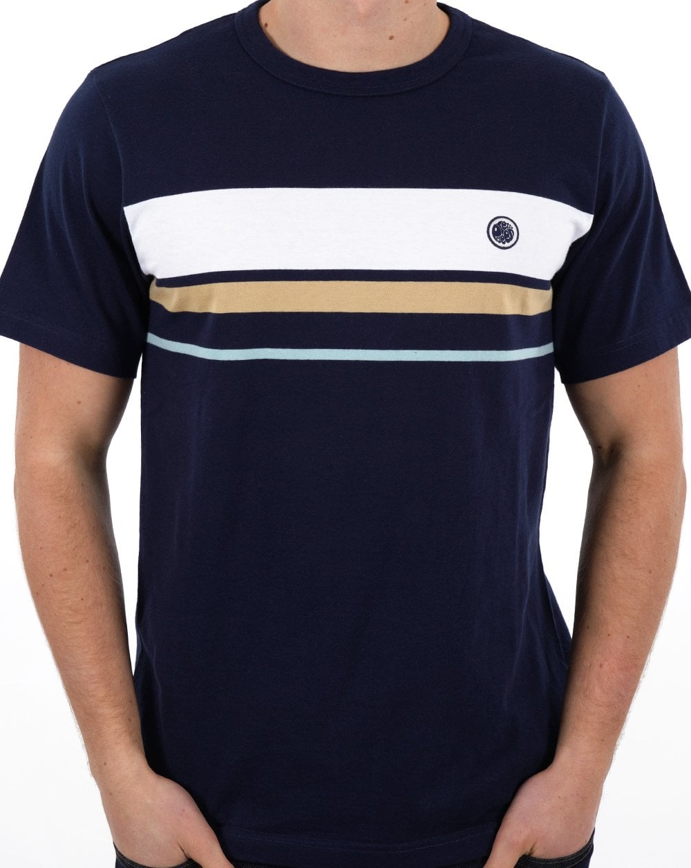 Pretty Green Prestleigh Chest Stripe T-shirt Navy