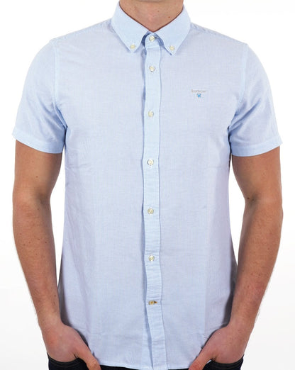 Barbour Striped Oxtown Short Shirt Sky Blue