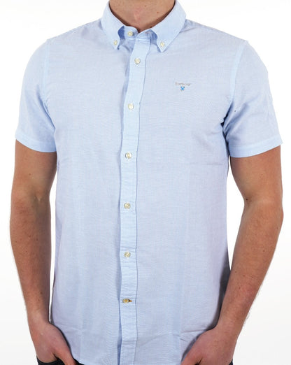 Barbour Striped Oxtown Short Shirt Sky Blue