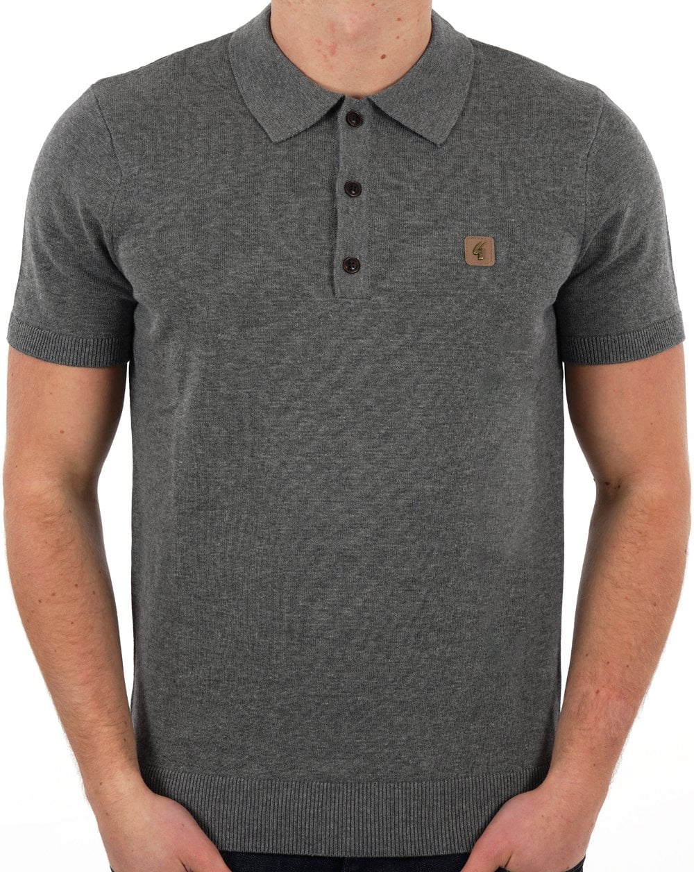 Gabicci Vintage Jackson Knitted Polo Grey