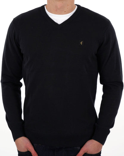 Gabicci Vintage Brandon V Neck Knit Black