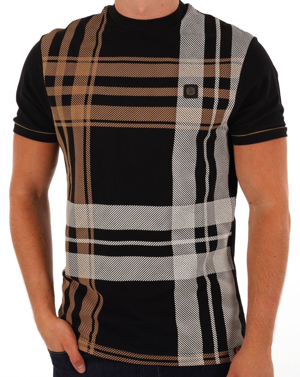 Trojan Check Panel T-shirt Black
